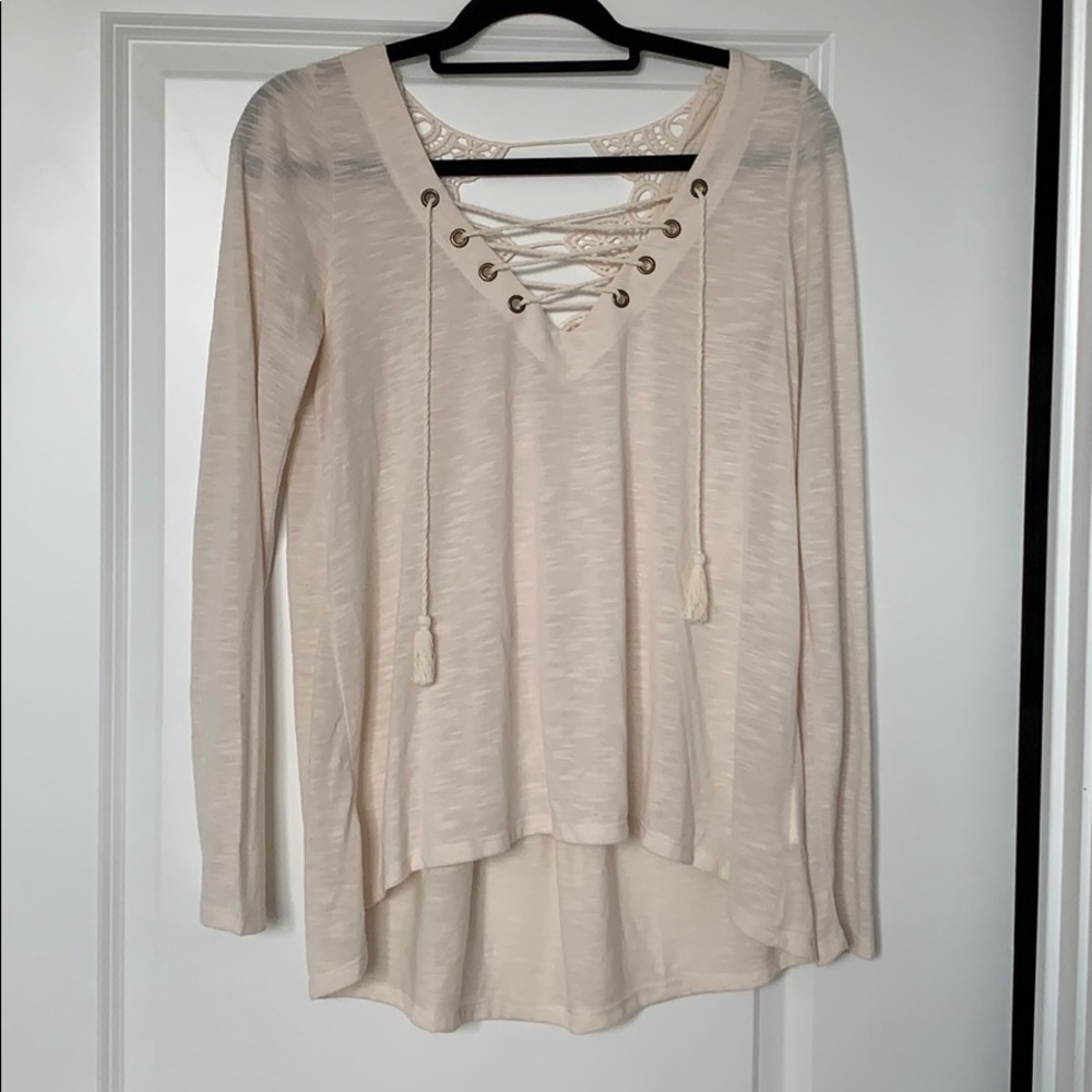 Cream long sleeve top